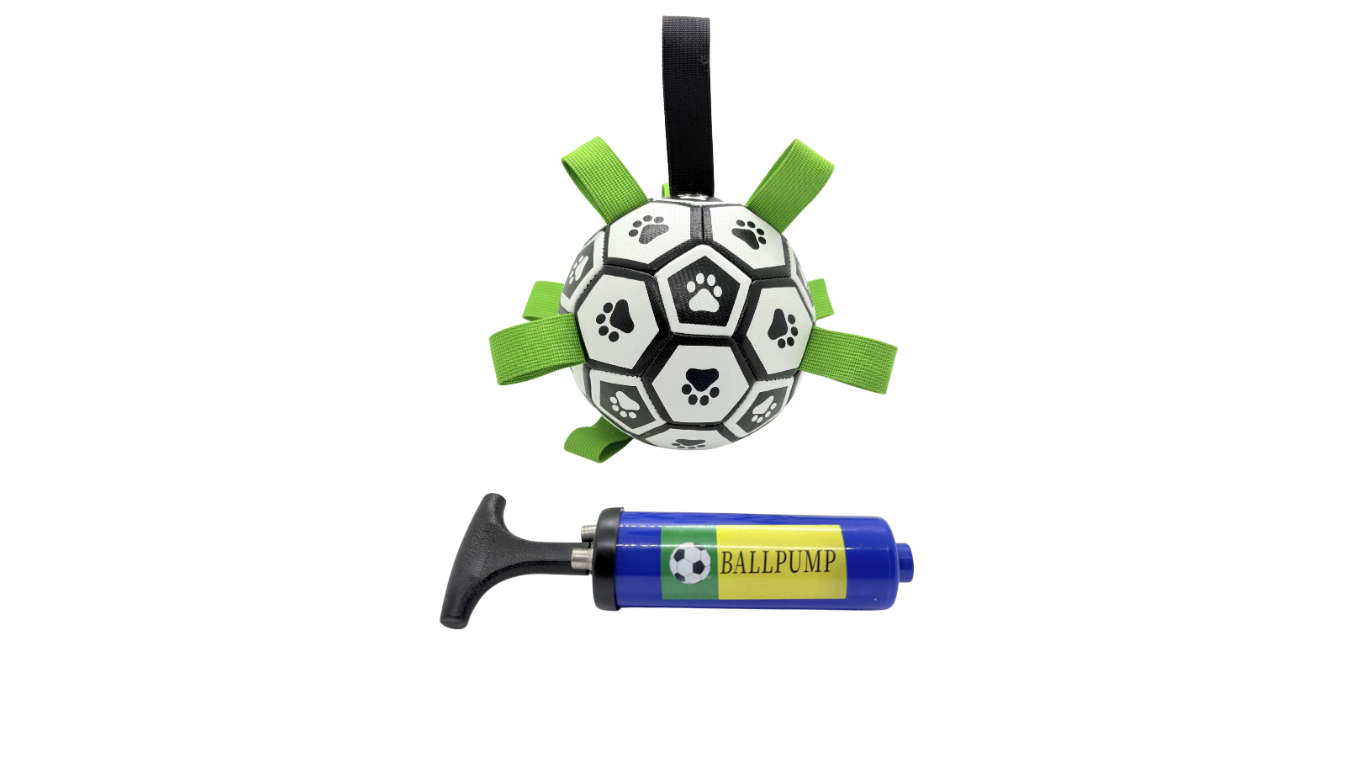 Interactive Dog Soccer Ball with Grab Tabs – Paw Print Edition